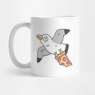 Funny Seagull Flying Off With Pizza Slice Mug